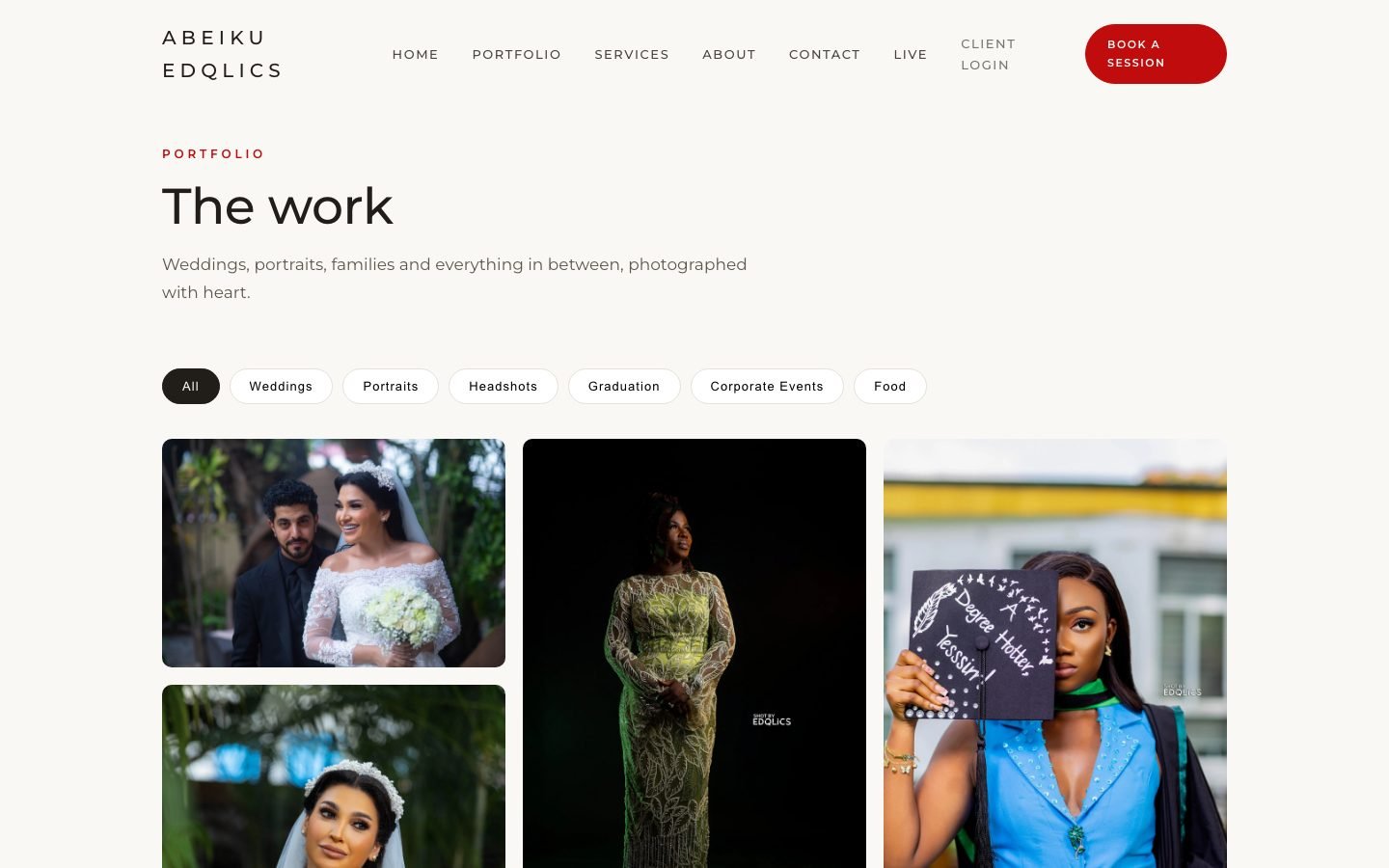 Abeiku Edqlics portfolio page