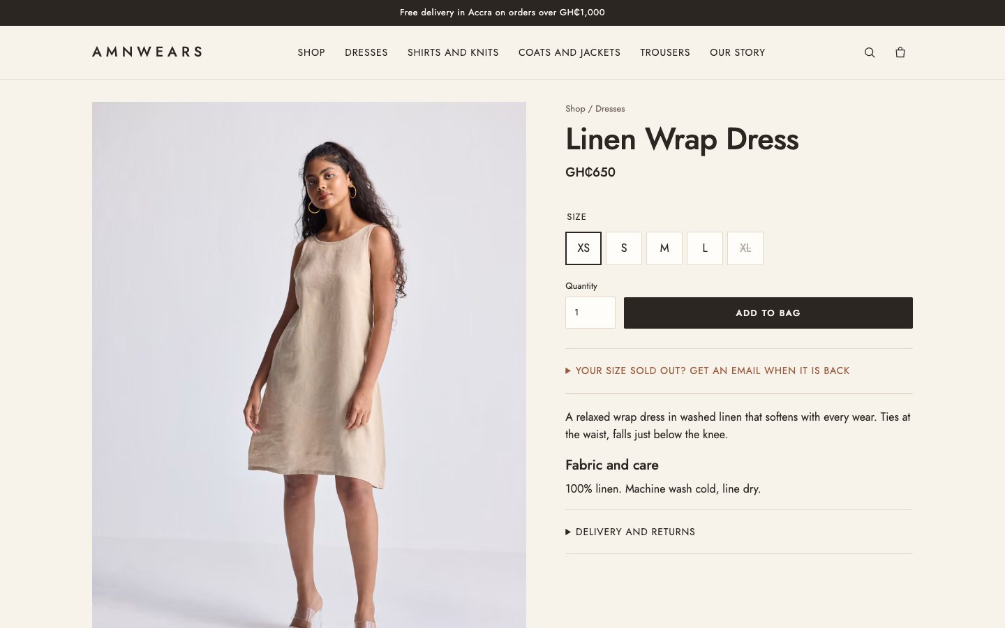 An amnwears product page