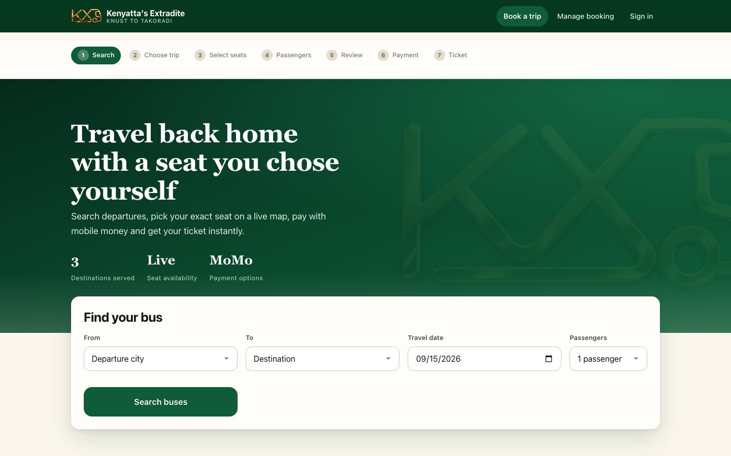 kx bus booking homepage