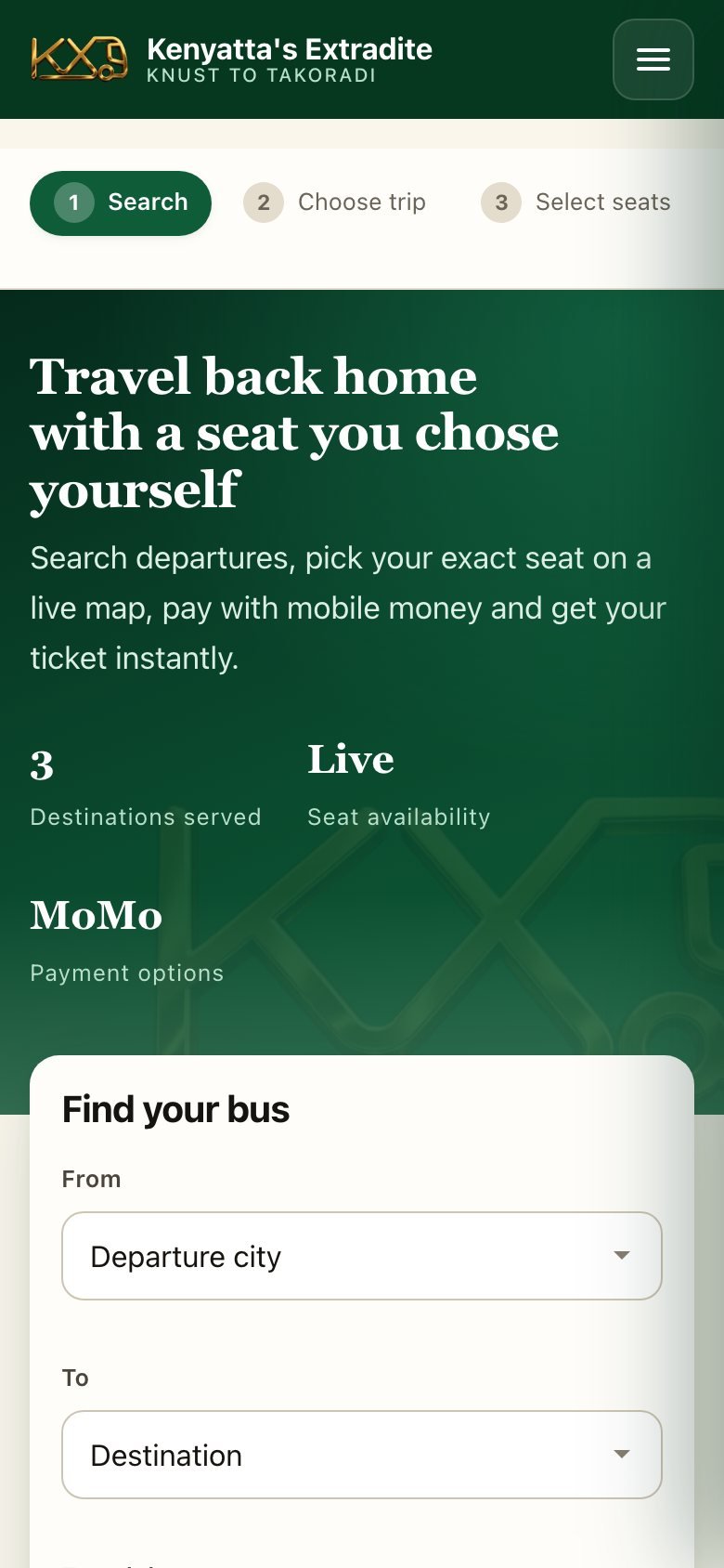kx booking on a phone